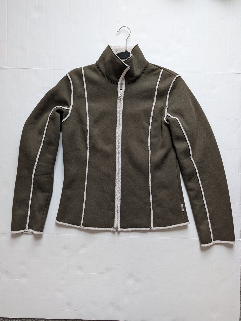 Bogner Fire + Ice Womens M/L Fleece Jacket Olive Green Sherpa Full Zip Ski EU 40